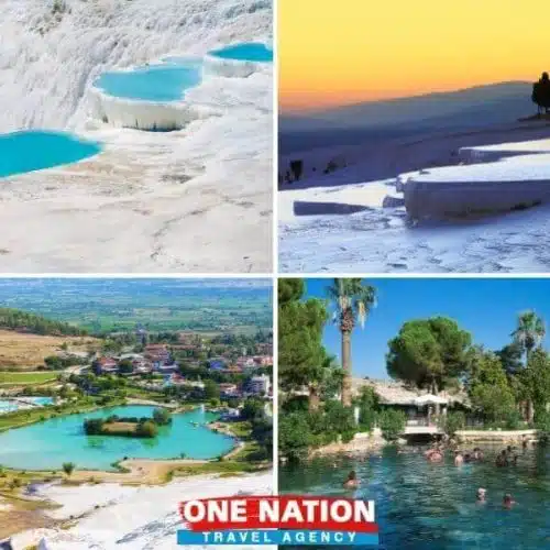 Pamukkale terraces on day trip from Istanbul, showcasing natural white travertine pools.