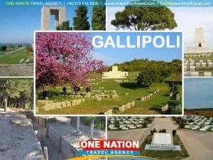 Scenic view of the Gallipoli battlefield with memorial markers under a clear blue sky, popular site for Istanbul day trips.