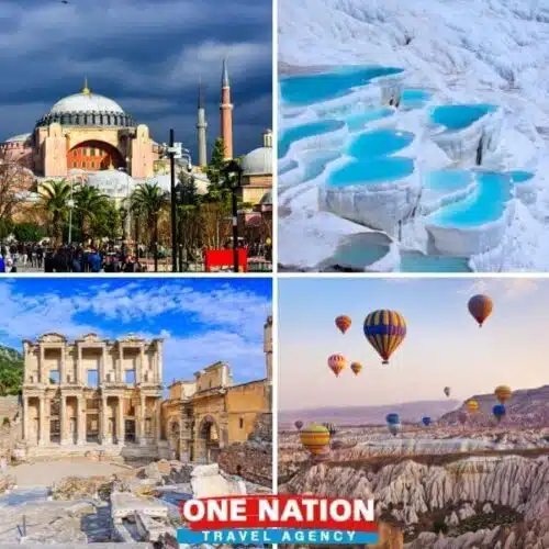 Group exploring Cappadocia's fairy chimneys during a 5-day Turkey tour, including Istanbul, Pamukkale, and Ephesus.