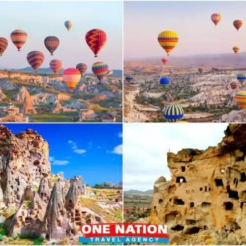 Explore Cappadocia's magical landscape on a 2-day tour from Istanbul, featuring a sunrise hot air balloon ride.