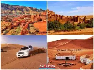 Private 4-day Morocco Sahara tour van from Marrakech, featuring desert landscapes