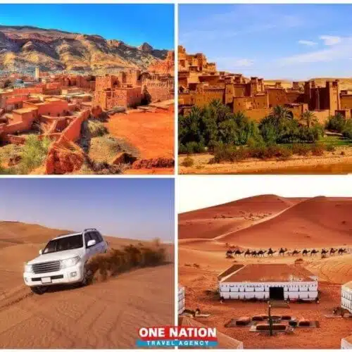 Private 4-day Morocco Sahara tour van from Marrakech, featuring desert landscapes