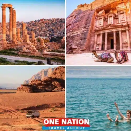 Tour itinerary featuring Amman, Petra, Wadi Rum, and the Dead Sea over 6 days.