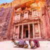 Stunning view of the Great Temple in Petra, Jordan, showcasing intricate rock-cut architecture.