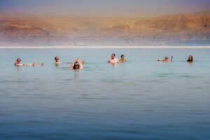 Tranquil waters of the Dead Sea in Jordan, serene landscape