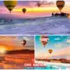 Hot air balloon ride over Pamukkale's white terraces and thermal pools.