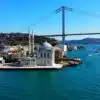 Grand Mecidiye Mosque in Ortakoy with ornate architecture and Bosphorus view.