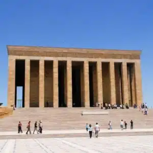 Iconic Mausoleum of Ataturk in Ankara, showcasing Turkish architectural grandeur.