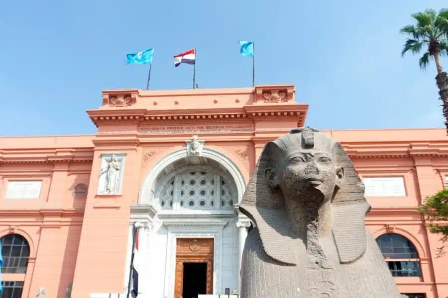 Egyptian Museum in Cairo facade, showcasing ancient artifacts