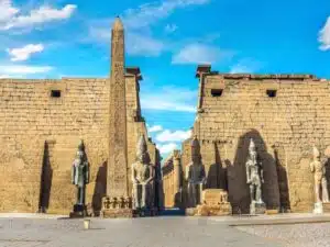 Luxor Temple at sunset, ancient Egyptian architecture
