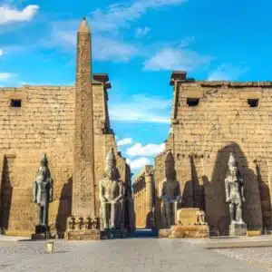 Luxor Temple at sunset, ancient Egyptian architecture