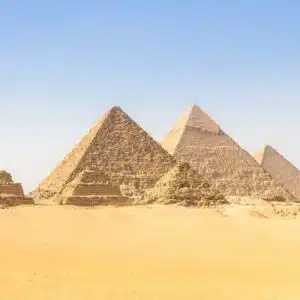 Majestic Great Pyramids of Cheops in Egypt, showcasing ancient architecture.