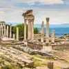 Scenic view of ancient Pergamon ruins in Turkey, highlighting historical architecture.