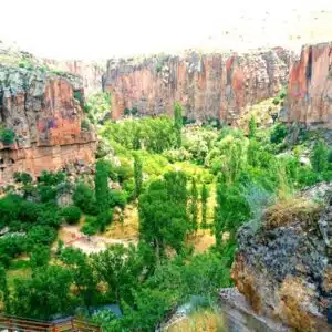 Ihlara Valley in Cappadocia, showcasing lush greenery and historic cave churches, perfect for nature enthusiasts.