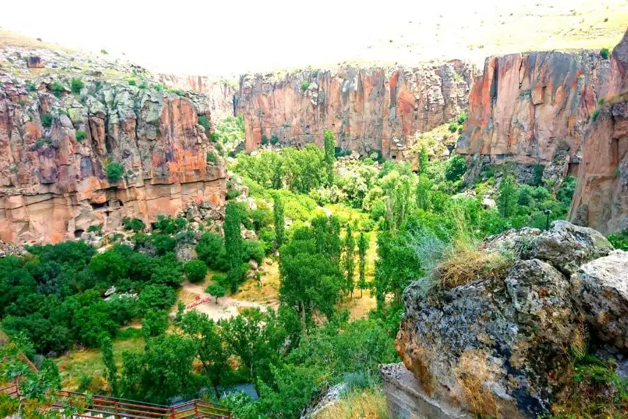 Ihlara Valley in Cappadocia, showcasing lush greenery and historic cave churches, perfect for nature enthusiasts.