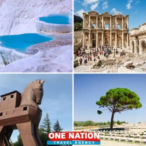 Explore ancient wonders on a 3-Day Turkey Tour featuring Pamukkale, Ephesus, Troy, and Gallipoli.