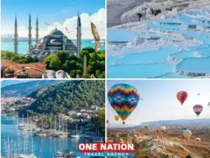 Explore the highlights of Turkey on a 12-day tour, featuring Istanbul, Pamukkale, Fethiye, Antalya, and Cappadocia.
