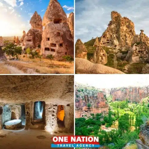 4-Day Cappadocia Tour brochure featuring iconic fairy chimneys and hot air balloons.