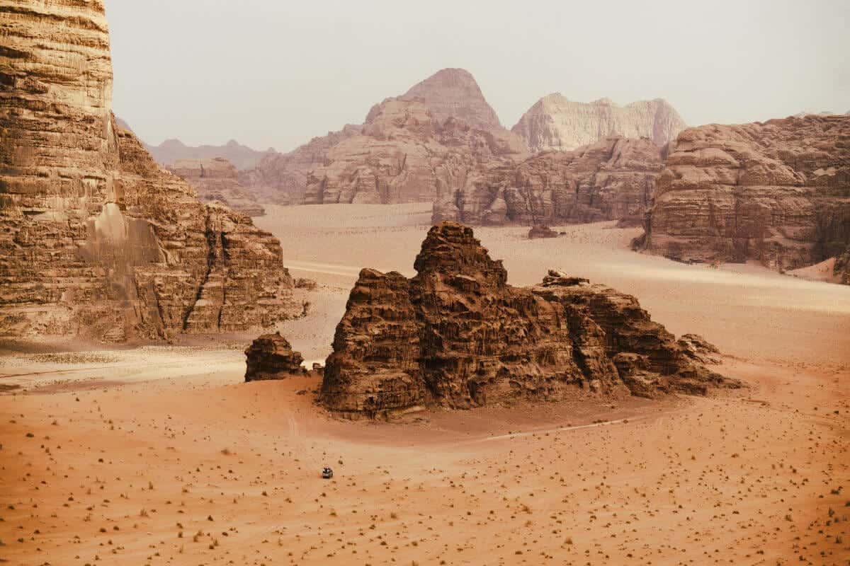 Rugged Landscape of Wadi Rum Desert