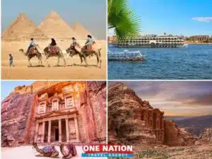 Experience a 10-day adventure in Jordan and Egypt, visiting Petra, the Pyramids, and cruising the Nile with One Nation Travel.