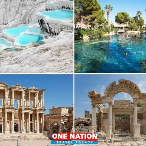 Explore Pamukkale’s thermal pools and Ephesus’ ancient ruins on a 2-day tour from Istanbul with One Nation Travel.