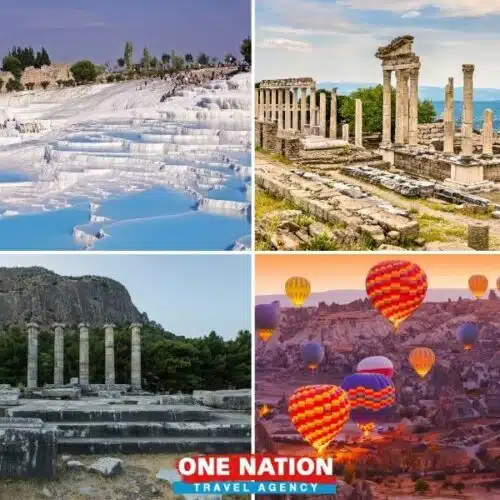 Experience Pamukkale, Pergamon, ancient cities, and Cappadocia’s hot air balloons on a 5-day Turkey tour with One Nation Travel.