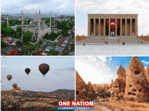 Experience Istanbul, Ankara, and Cappadocia in 8 days with One Nation Travel, featuring iconic landmarks and scenic hot air balloon rides.