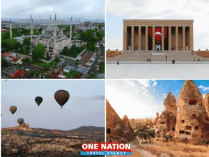 Experience Istanbul, Ankara, and Cappadocia in 8 days with One Nation Travel, featuring iconic landmarks and scenic hot air balloon rides.