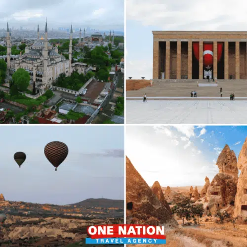 Experience Istanbul, Ankara, and Cappadocia in 8 days with One Nation Travel, featuring iconic landmarks and scenic hot air balloon rides.