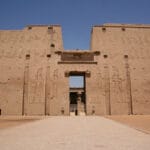 5-Day Cairo, Alexandria & Luxor Tour - Egypt Temple of Edfu in Egypt with massive sandstone walls carved with ancient hieroglyphs and pharaonic reliefs.
