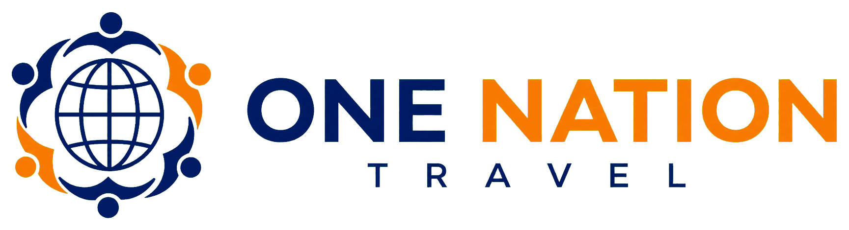 One Nation Travel logo with a globe surrounded by people holding hands